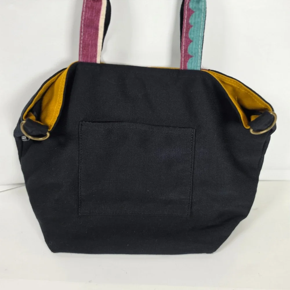 Mis Zapatos Japanese Kimono‎ Geta Sandals Canvas Tote Bag Handbag Black NWT